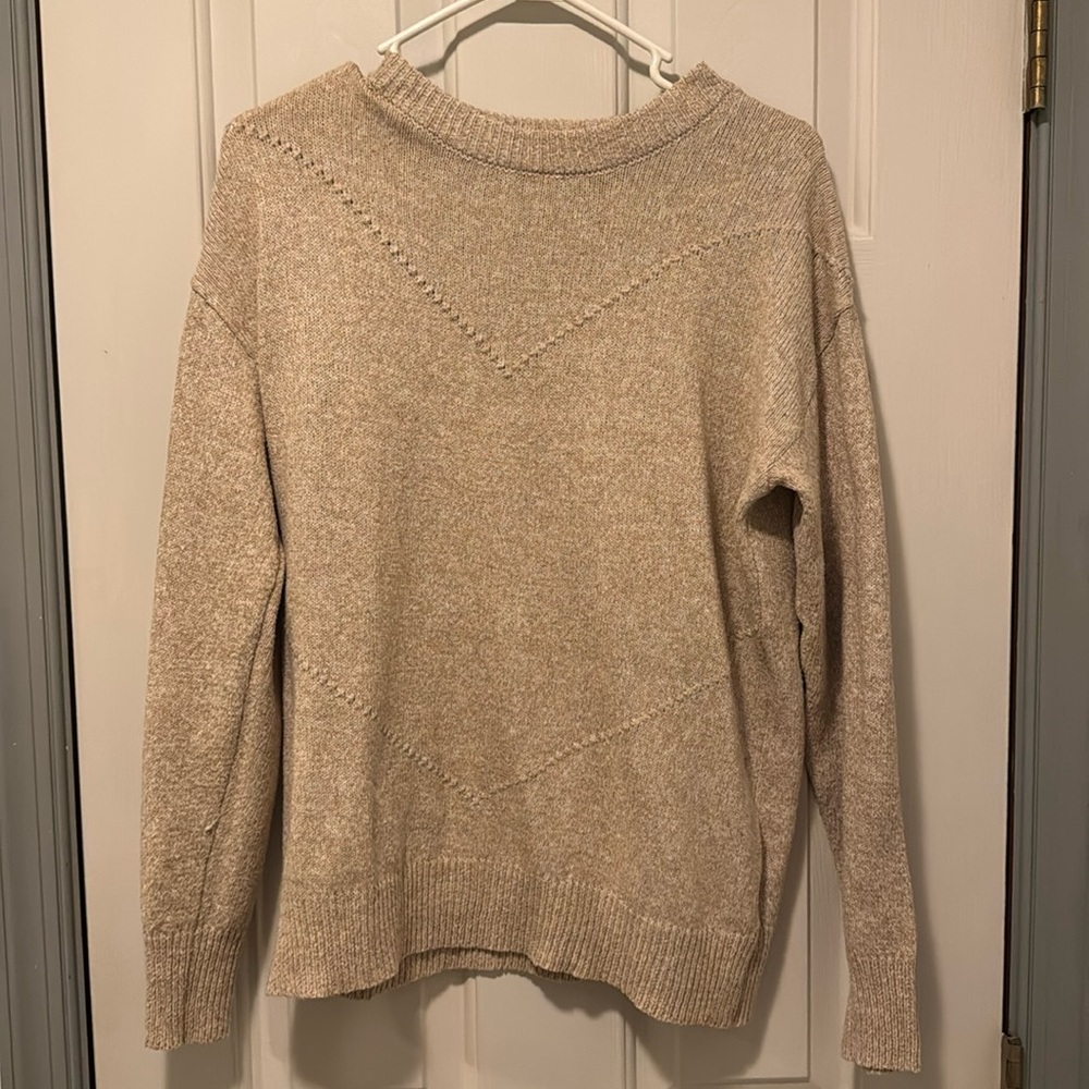 SHEIN lune solid drop shoulder sweatshirt, size medium, color tan/brown.
